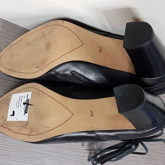 Halogen 'Sadee' Lace-Up Almond Toe Black Leather Bootie, Womens Size 8 M - Picture 9 of 9